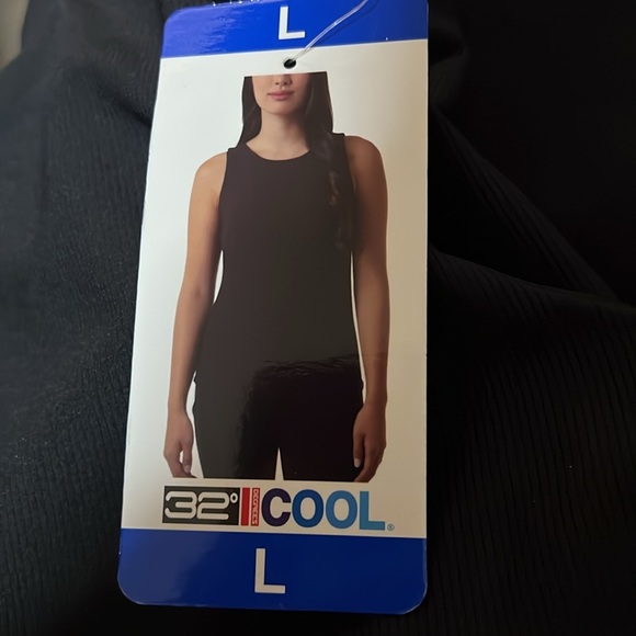 NWT 32 Degrees Cool Women's Tank with Built in Removable Bra Textured Black - Picture 7 of 8